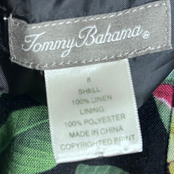Tommy Bahama Dress Linen Size 8 Tropical Hawaiian halter midi vacation retro - Picture 9 of 9
